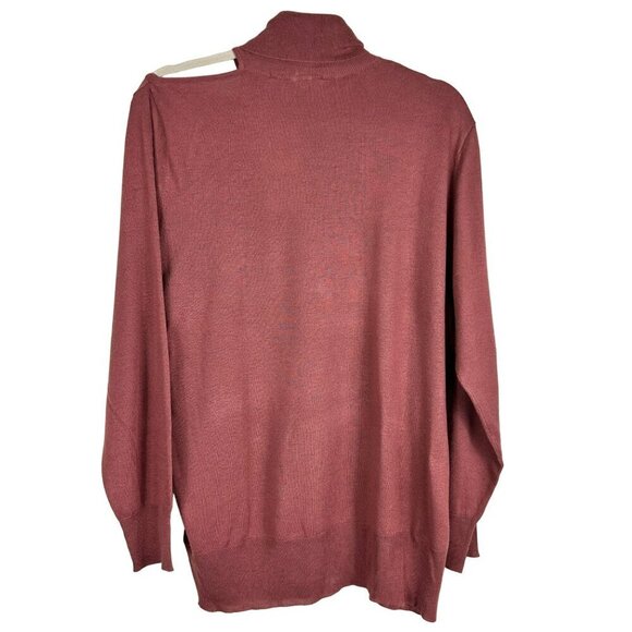 2/$30 Zara Cut Out Shoulder High Neck Sweater Dark Pink Oversized Small NWT - Picture 8 of 13